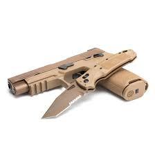 Hogue Sig Sauer K320 M17 Serrated Folding Knife - Tanto ABLE Lock Coyote Tan PVD - 3 1/2" Blade Picture of Hogue Knife Hogue Sig Sauer K320 M17 Tanto ABLE Lock Coyote Tan (3.5" Serr Coyote PVD)