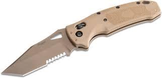 Hogue Sig Sauer K320 M17 Serrated Folding Knife - Tanto ABLE Lock Coyote Tan PVD - 3 1/2" Blade