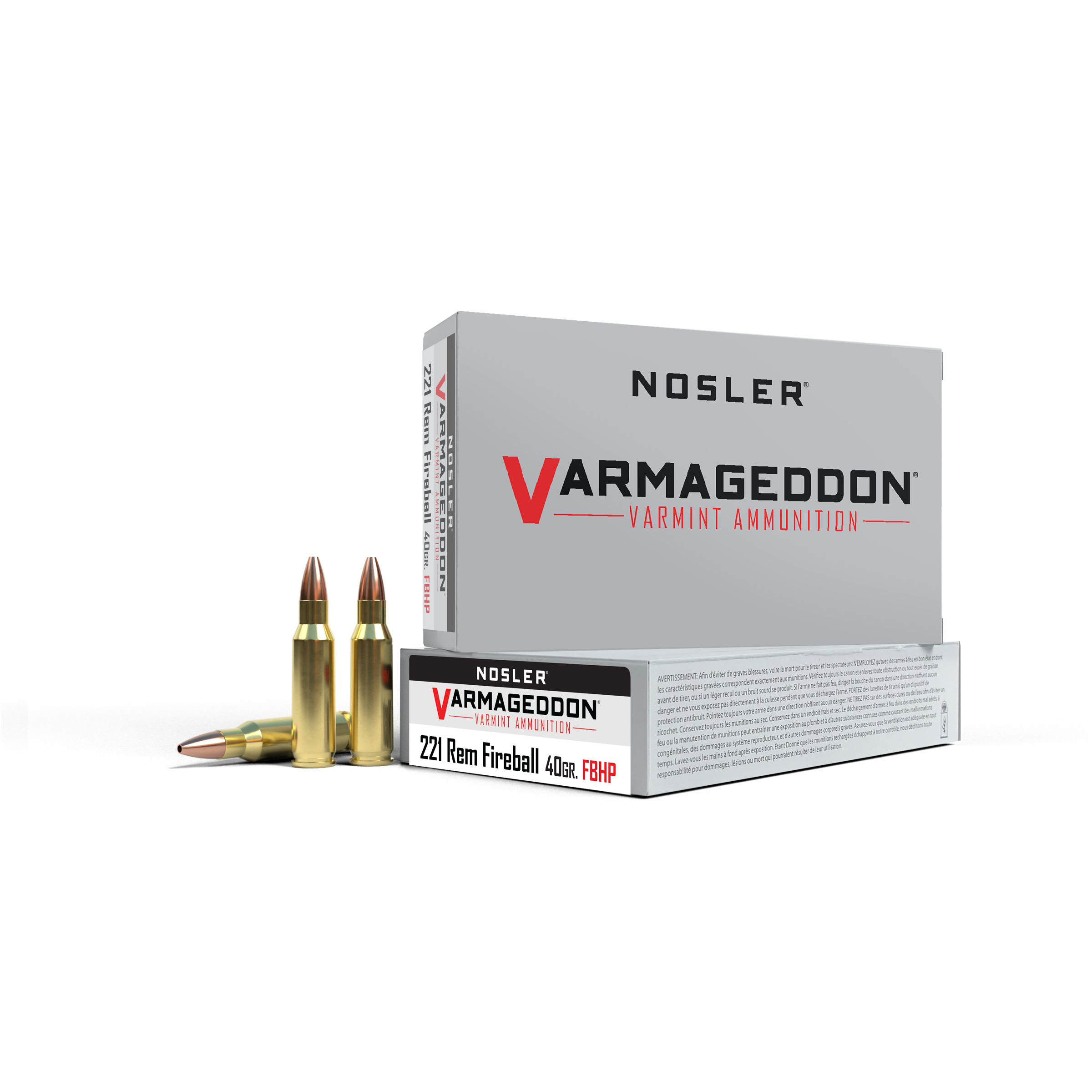 Nosler Varmegeddon Rifle Ammunition .221 Rem Fireball 40 gr FBHP 3100 fps - 20/box Picture of Nosler Bullets Inc. 221REM FIREBALL 40GRFBHP 20C AMO